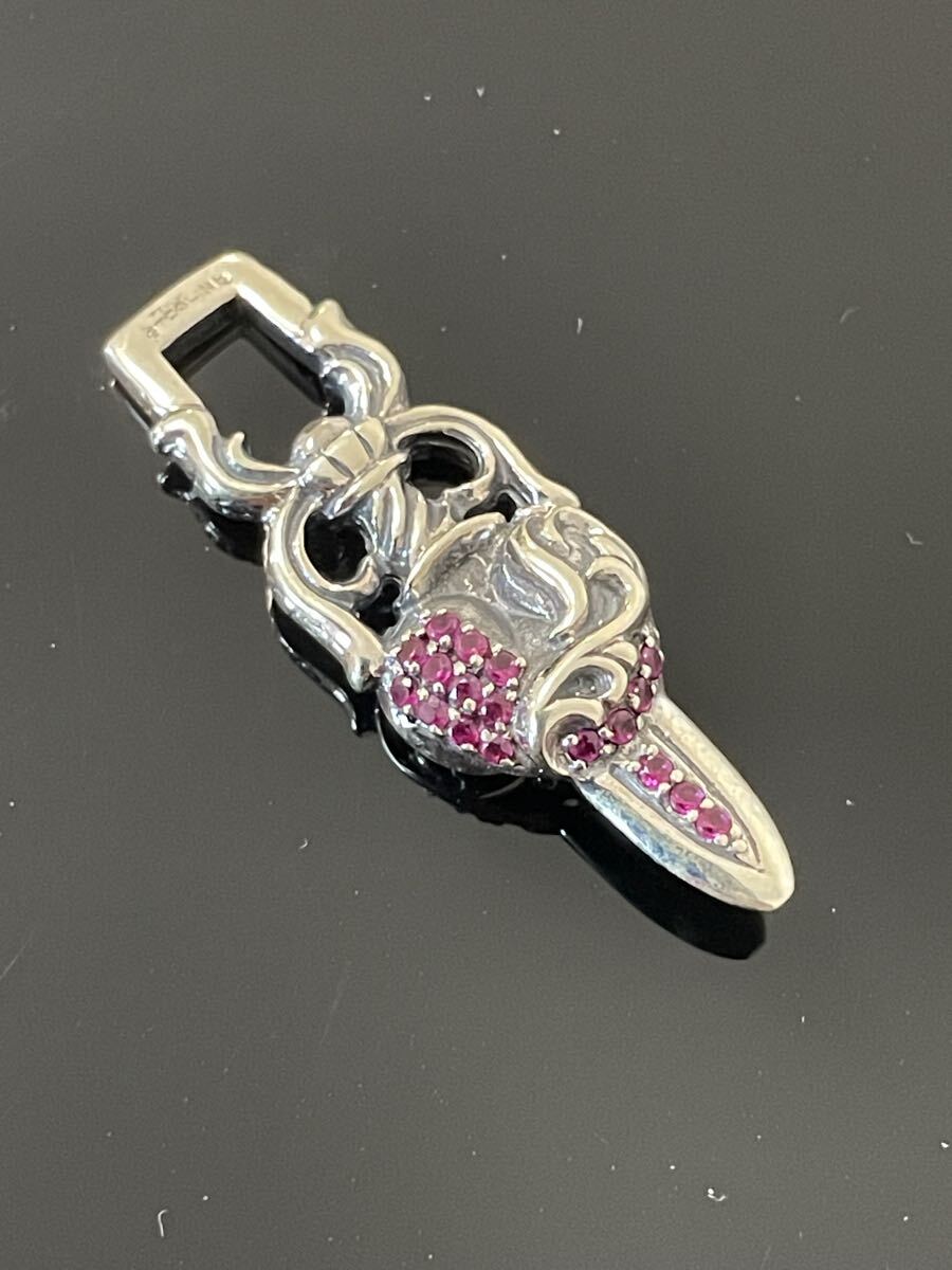 Chrome Hearts ダガーハートペンダント スターリングシルバー925 パヴェ