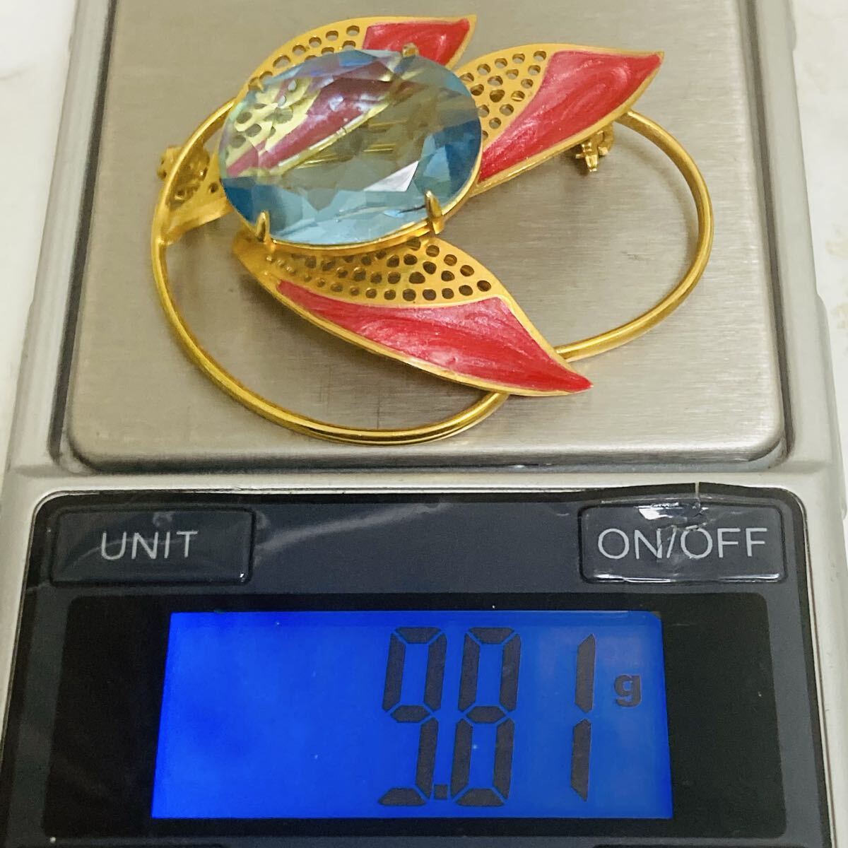 一円スタート 昭和レトロ アクセサリー ブローチ K18 gp イミテーション トラベルジュエリー 2