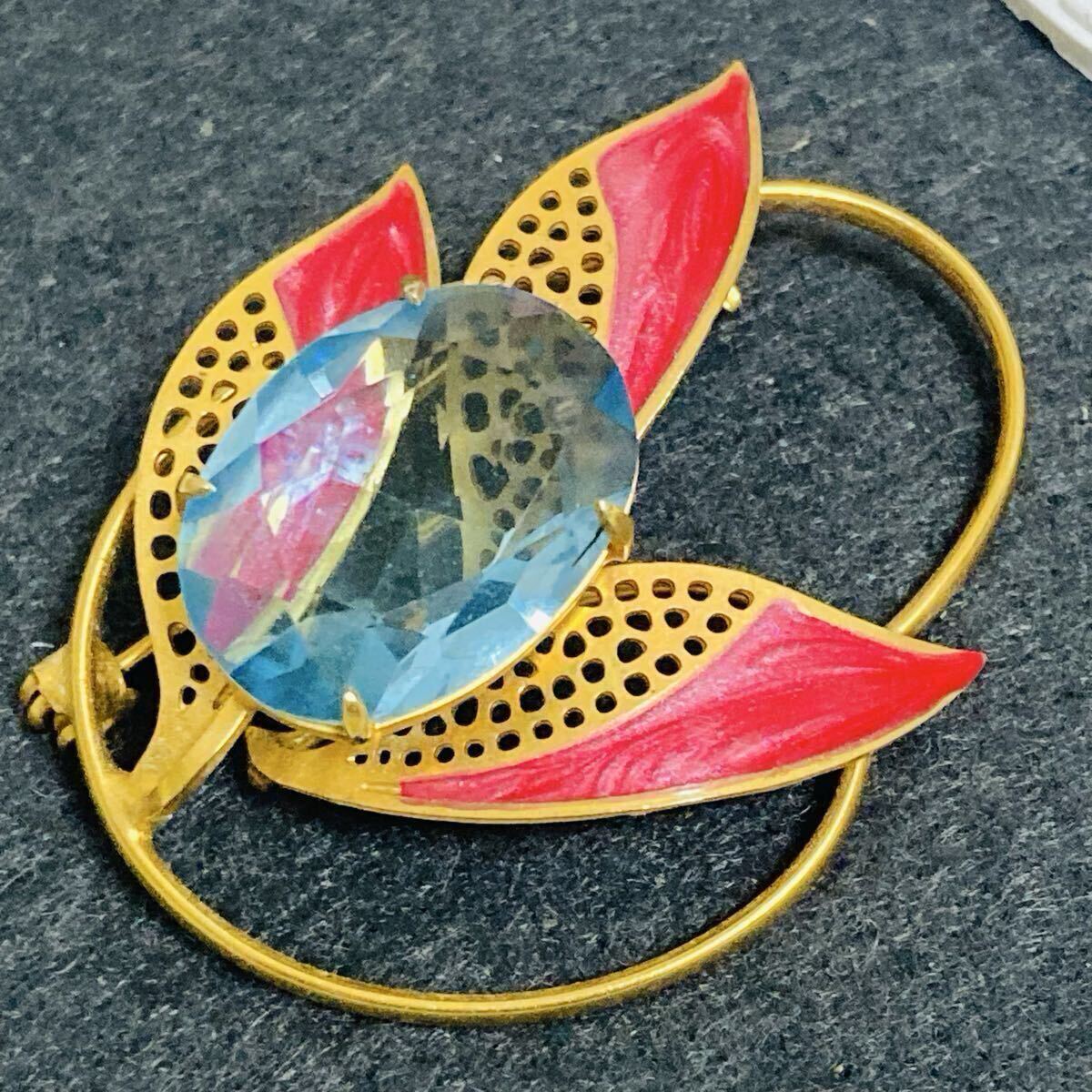 一円スタート 昭和レトロ アクセサリー ブローチ K18 gp イミテーション トラベルジュエリー 2