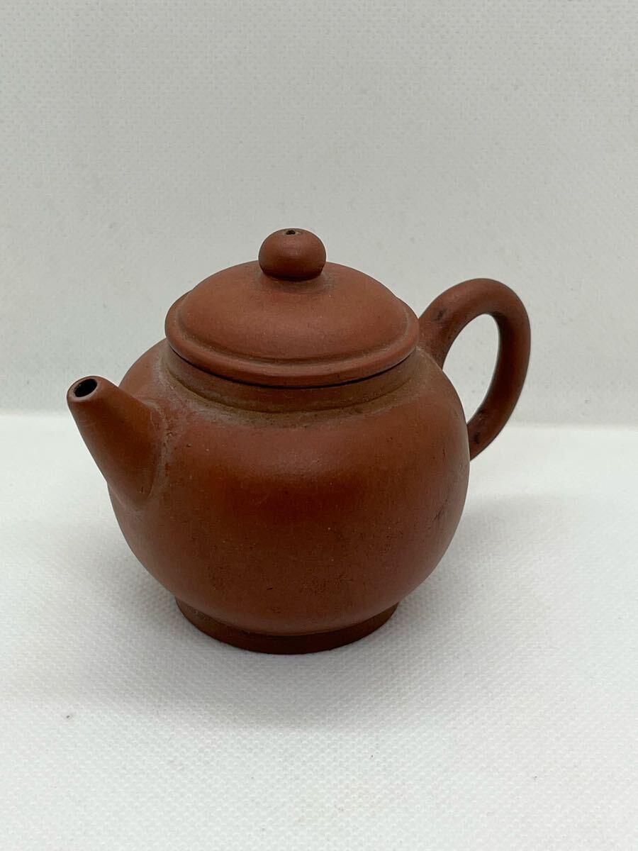 煎茶道具　時(shí)代物　朱泥急須　茶銚　銘無　木箱　唐物　后手急須　茶器