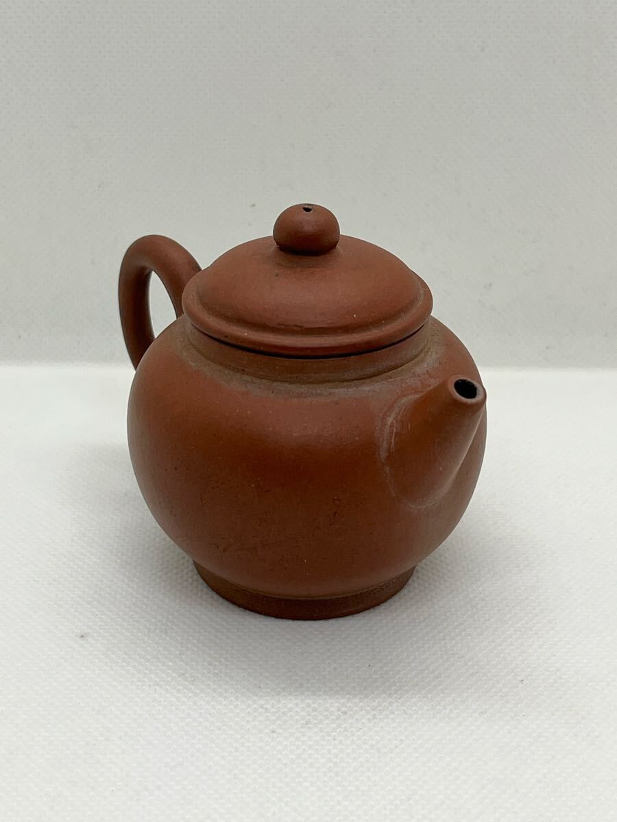 煎茶道具　時(shí)代物　朱泥急須　茶銚　銘無　木箱　唐物　后手急須　茶器