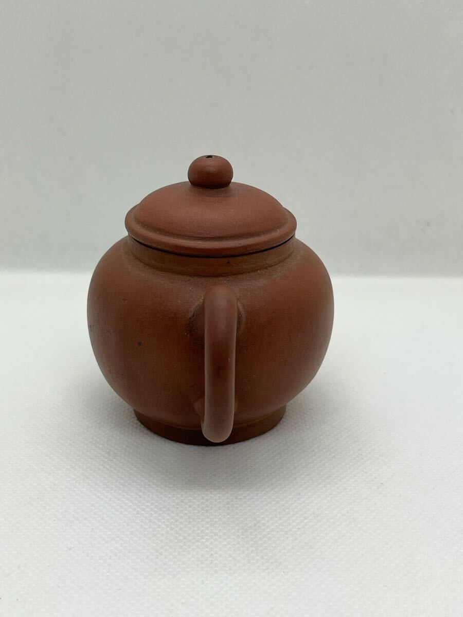 煎茶道具　時(shí)代物　朱泥急須　茶銚　銘無　木箱　唐物　后手急須　茶器