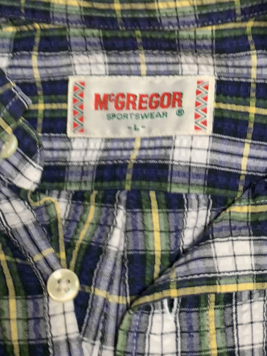 L【McGREGOR｜半袖BDシャツ】マックレガー ネイビー×グリーン系 チェック柄 半袖シャツ ボタンダウン_画像5