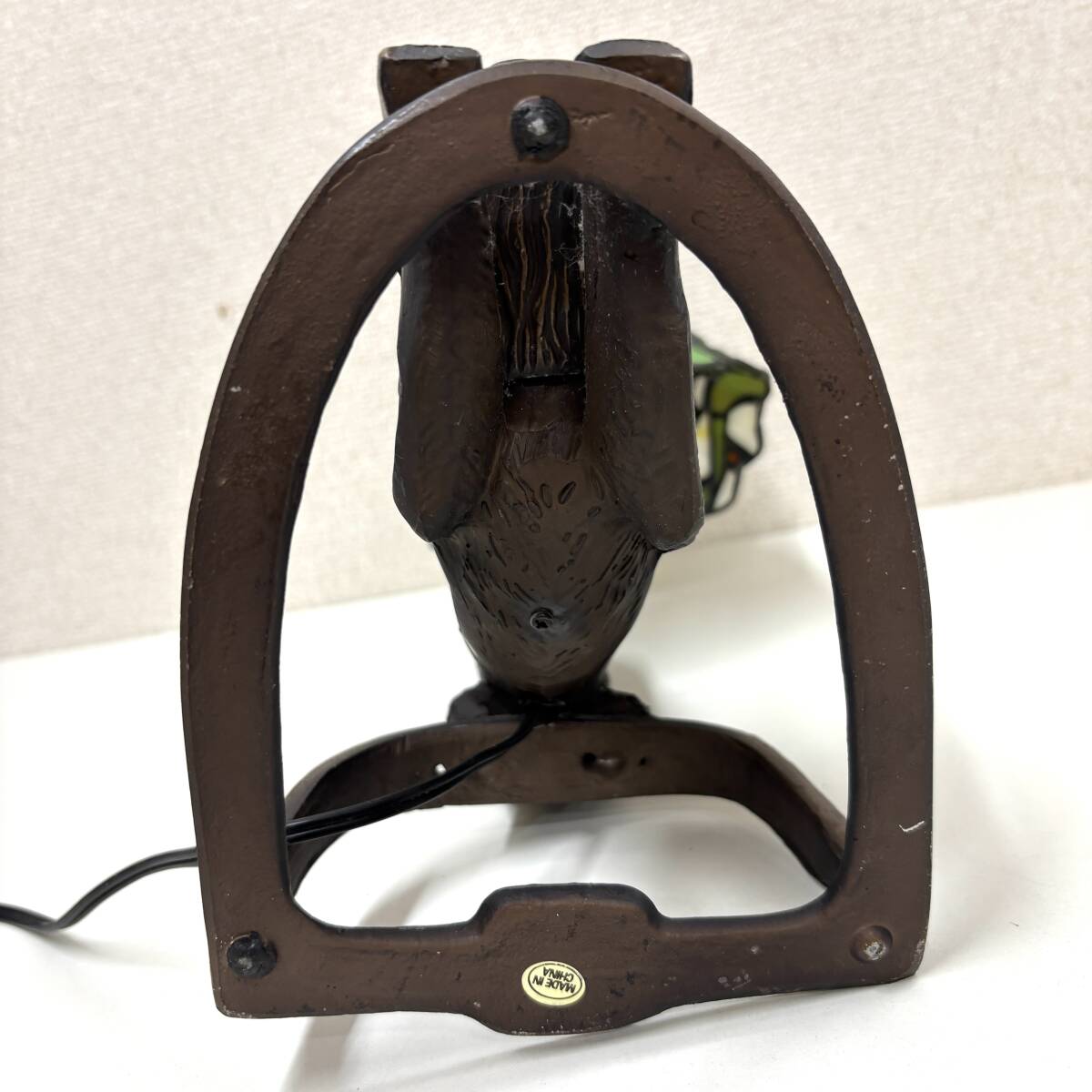 AY2605■【點(diǎn)燈確認(rèn)OK】ステンドグラス ランプ 貓モチーフ 照明 ルームランプ 貓スタンド 卓上ランプ アンティーク 1円スタート