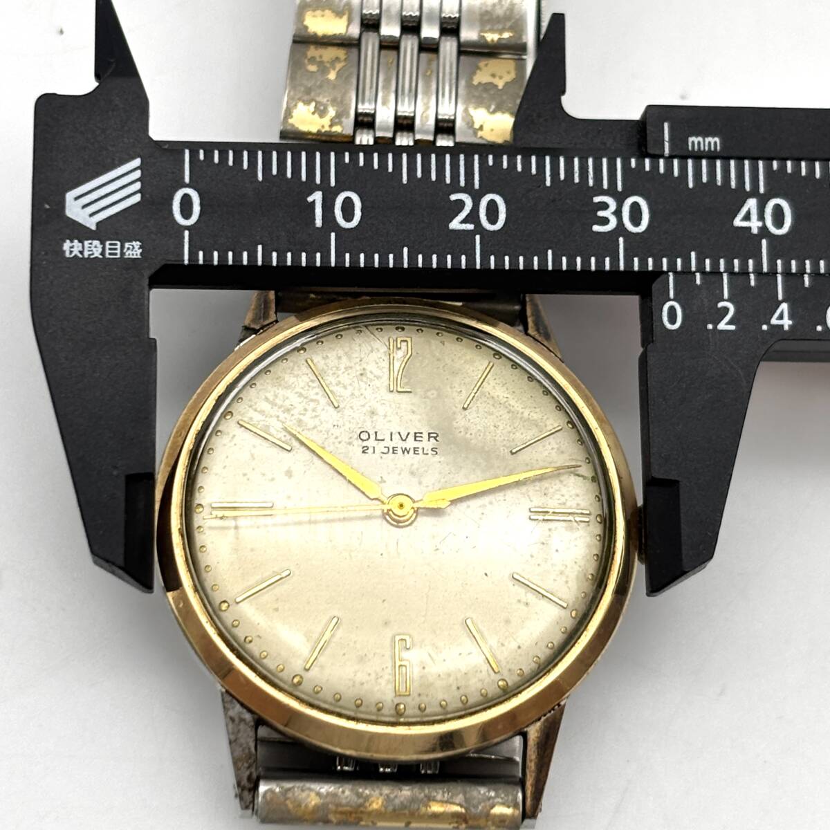 TY2701■【稼働】OLIVER 21JEWELS 腕時(shí)計(jì) オリバー 581627 自動(dòng)巻き アナログ ホワイト文字盤(pán) 時(shí)計(jì) とけい 1円スタート