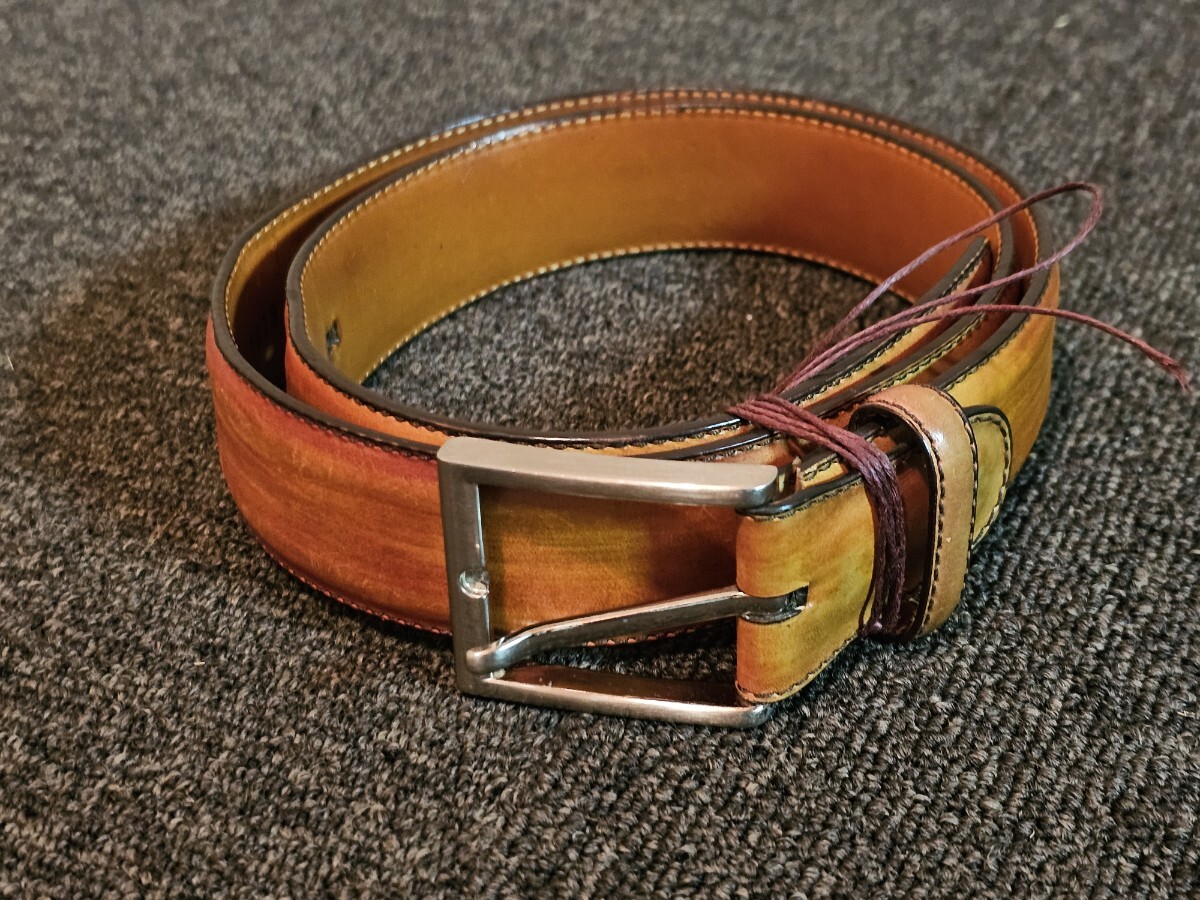 ③【USED】マグナーニ MAGNANNI レザーベルト 105 1078 ライトブラウン_画像1