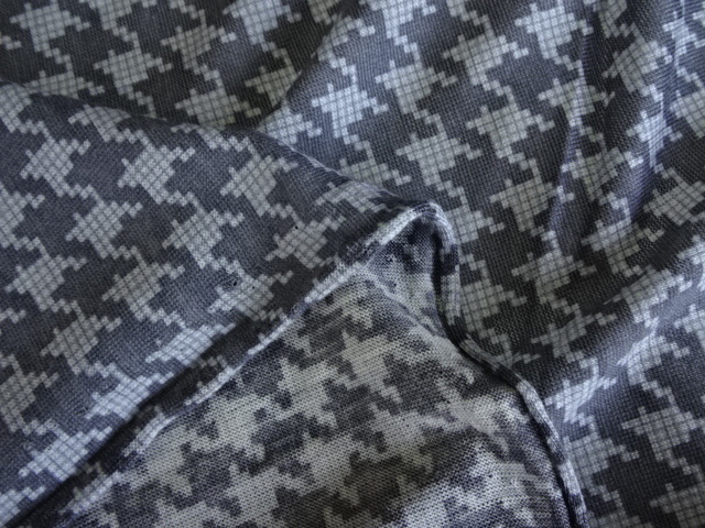国産最高級毛編服地/毛100%/ガーゼ天竺/千鳥格子/GY/5.7ｍ/管w81_画像3