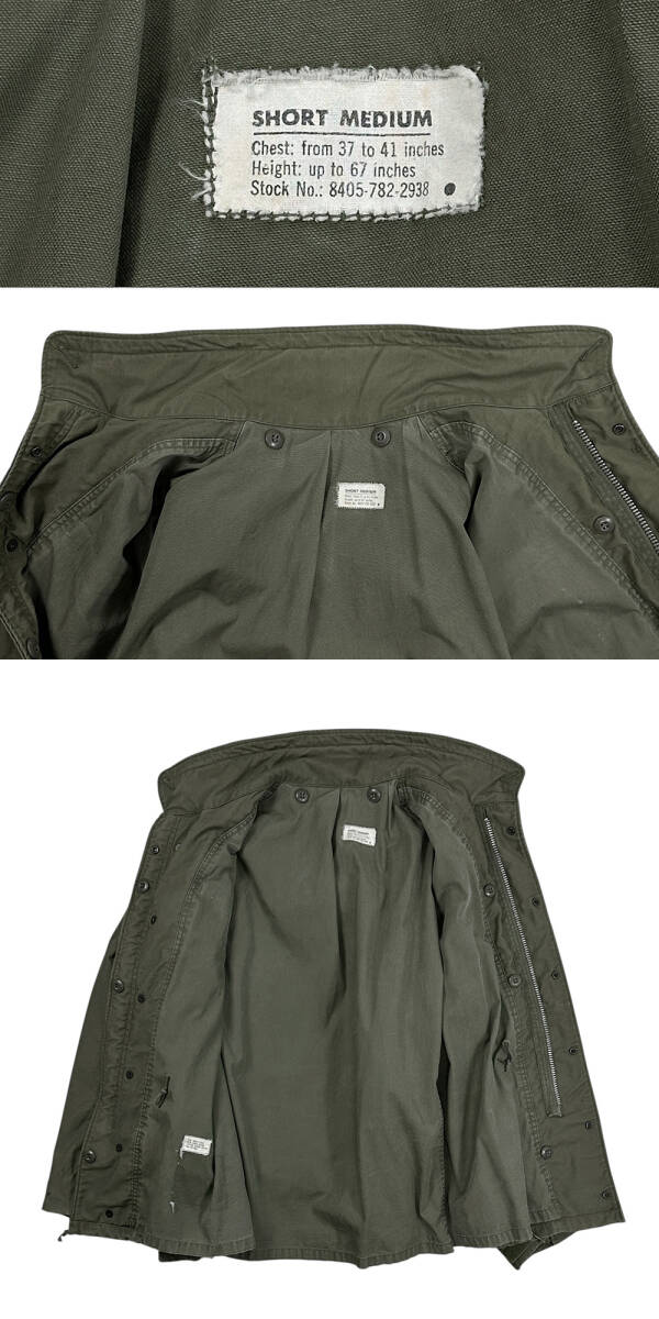 60s ビンテージ 米軍 実物 M-65 1st MEDIUM SHORT フィールド ジャケット コート M-S ミディアム ショート CONMAR アルミジップ 良好 美品_画像2