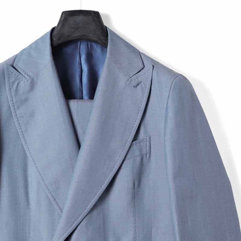 Stile Latino(スティレラティーノ) / ウールコットンデニム調(diào)4Bダブルスーツ(EMILIO) [stl2460081-44]