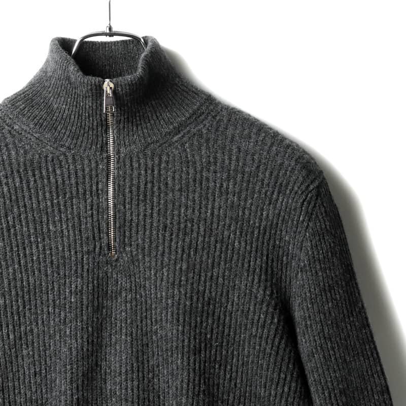 roberto collina(ロベルトコリーナ) / ウールベビーキャメル混リブ編みミドルゲージハーフジップニット(RP40215) [rbc2450621-48]_画像3