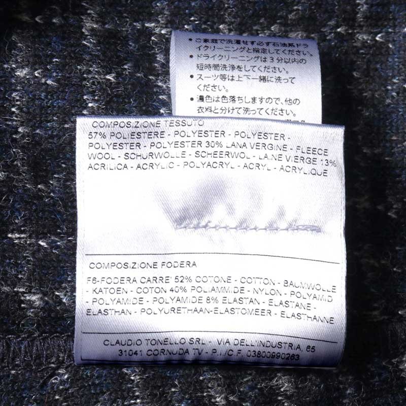 T-JACKET(ティージャケット) / チェック柄ポリウールアクリルソフトフランネルジャージー2Bアンコンジャケット(51G419JR) [tjk2510491-M]_画像9