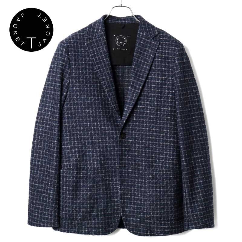 T-JACKET(ティージャケット) / チェック柄ポリウールアクリルソフトフランネルジャージー2Bアンコンジャケット(51G419JR) [tjk2510491-M]_画像1