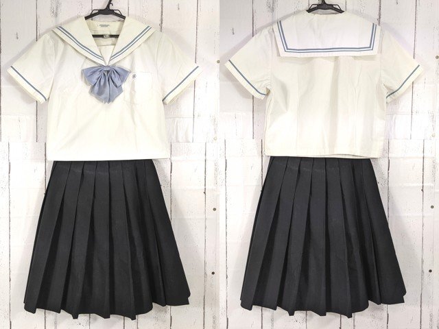 【as2558】愛知県 名古屋女子大学高校 女子用学生服 制服 夏服セーラー服+夏服スカート+リボン◆n87♪