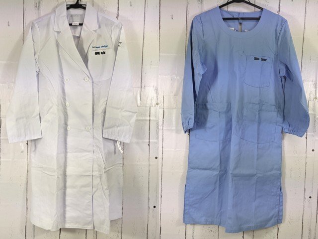【as2018】東京都市大学等々力中学校 女子使用 学校指定 白衣+作業衣◆m92_画像1