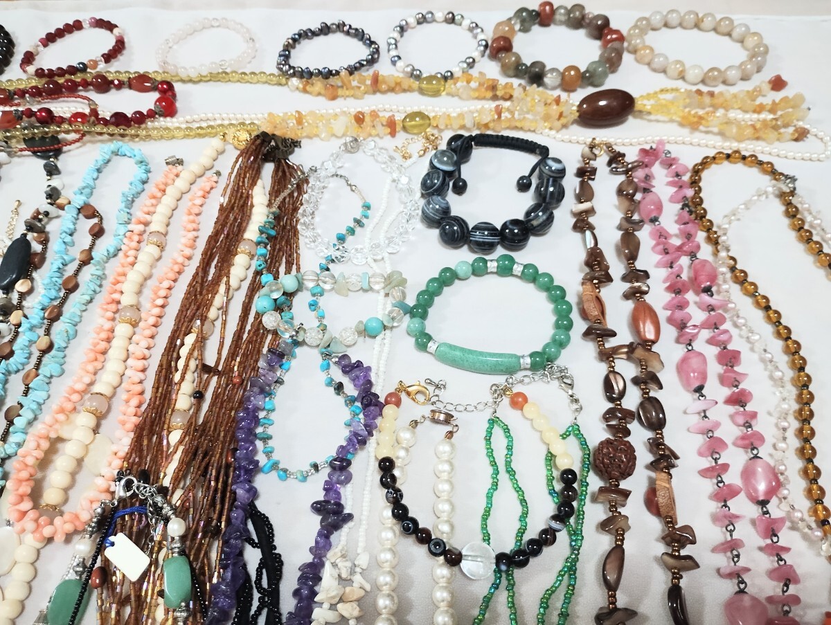 ◆天然石 アクセサリー 大量まとめ◆約3.0kg◆SV刻印複数◆パール サンゴ 水晶など◆真珠◆ネックレス ブレスなど◆M685◆_画像7