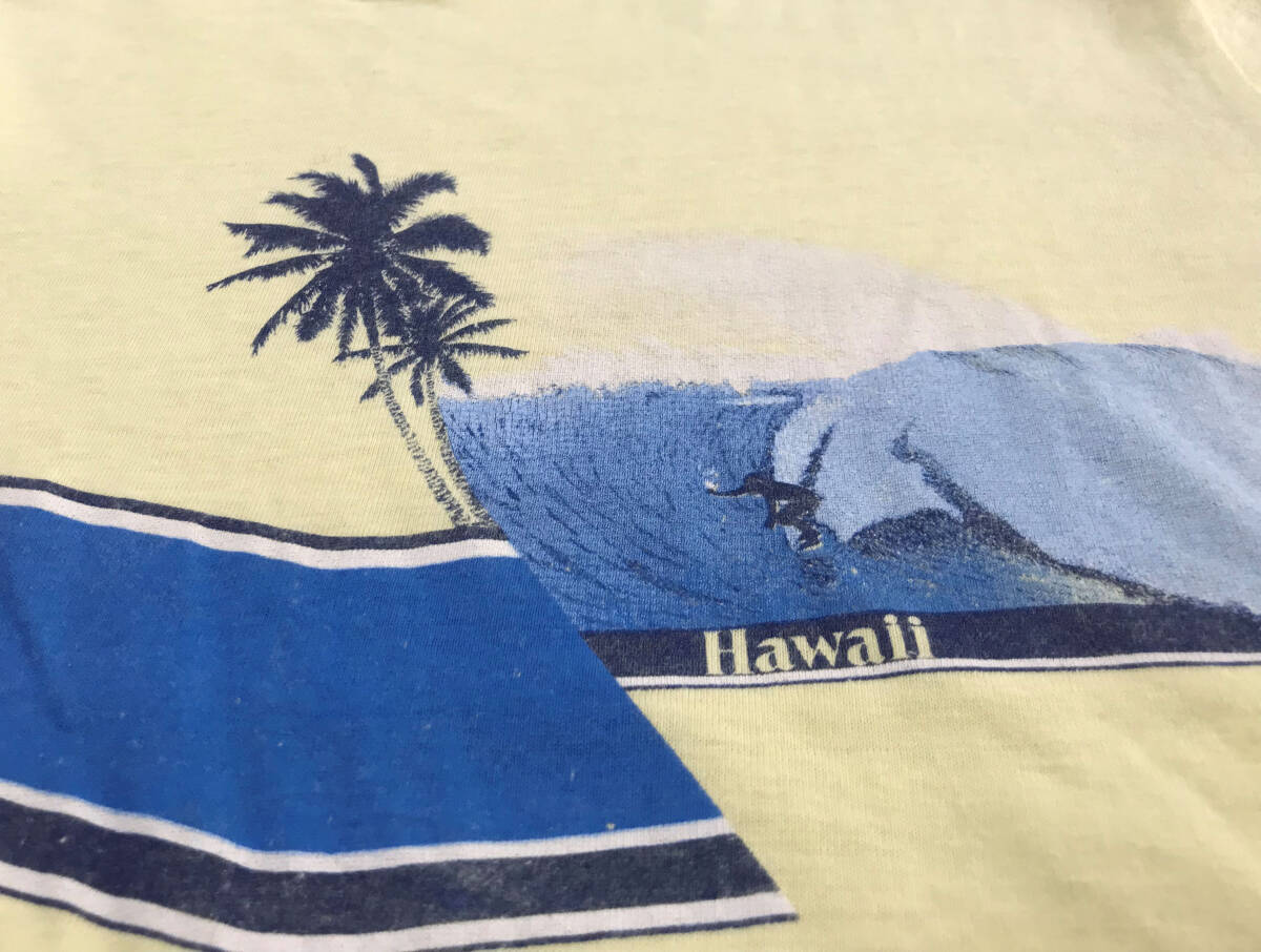 USA制 80s Hanes BEEFY-T HawaiiサーフTシャツ sizeM ★ 良好美品 / ビンテージ アロハ ハワイアン