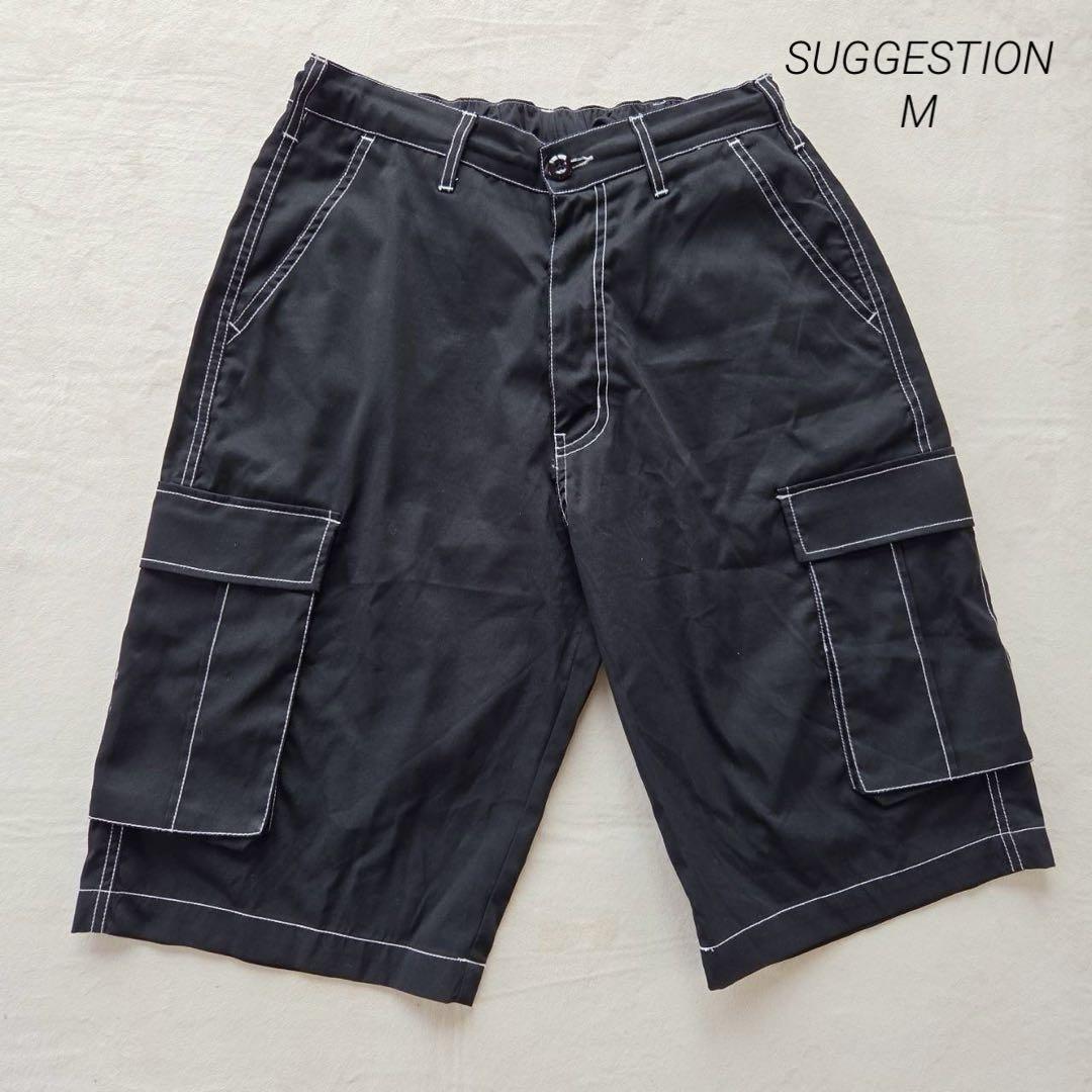 美品サジェッション ハーフカーゴパンツ M クロップド 膝下丈 黒_画像1