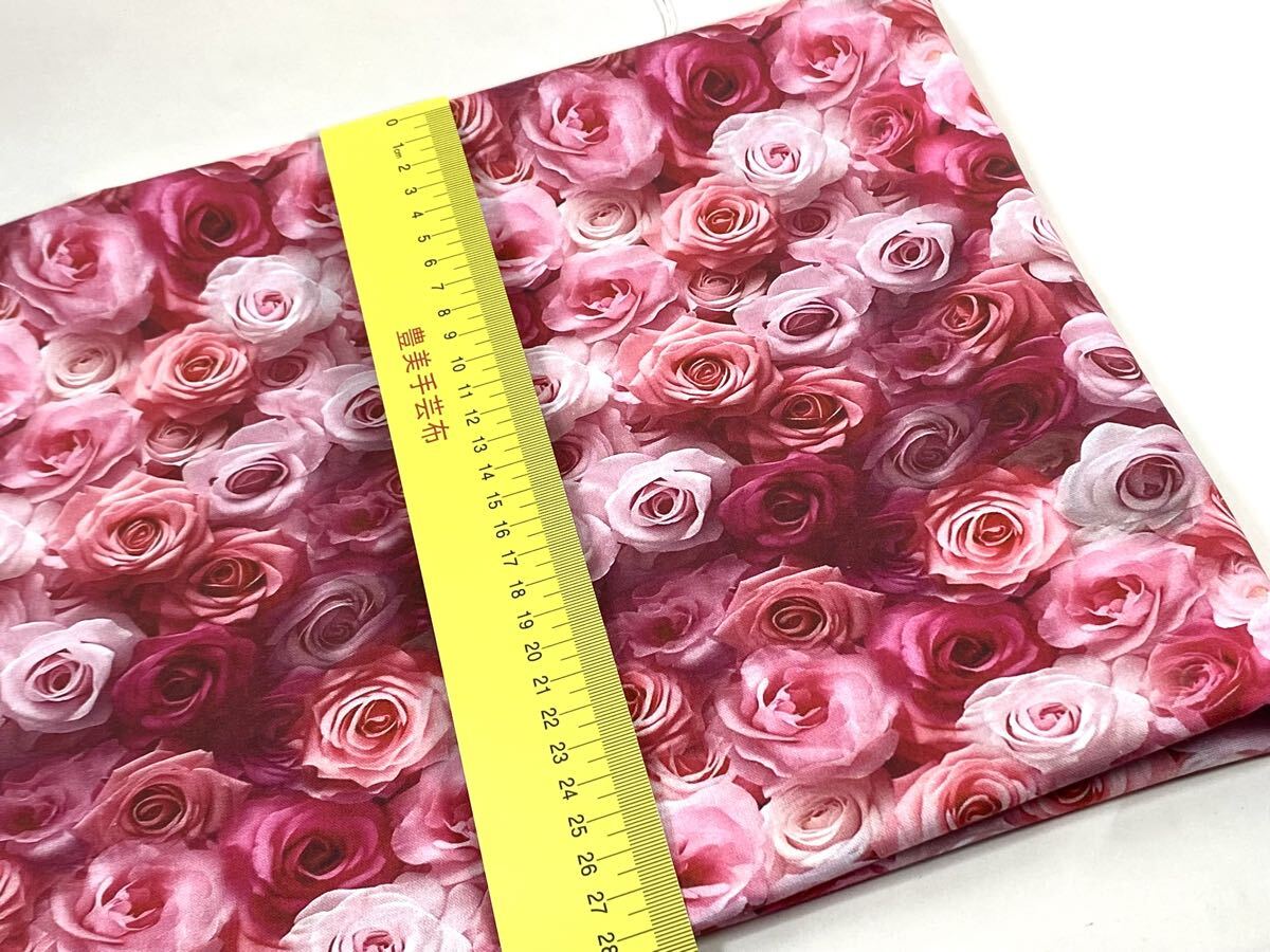 USA生地.シーチング.綿100%.幅110cm× 50cm.1067:ピンク薔薇_画像6