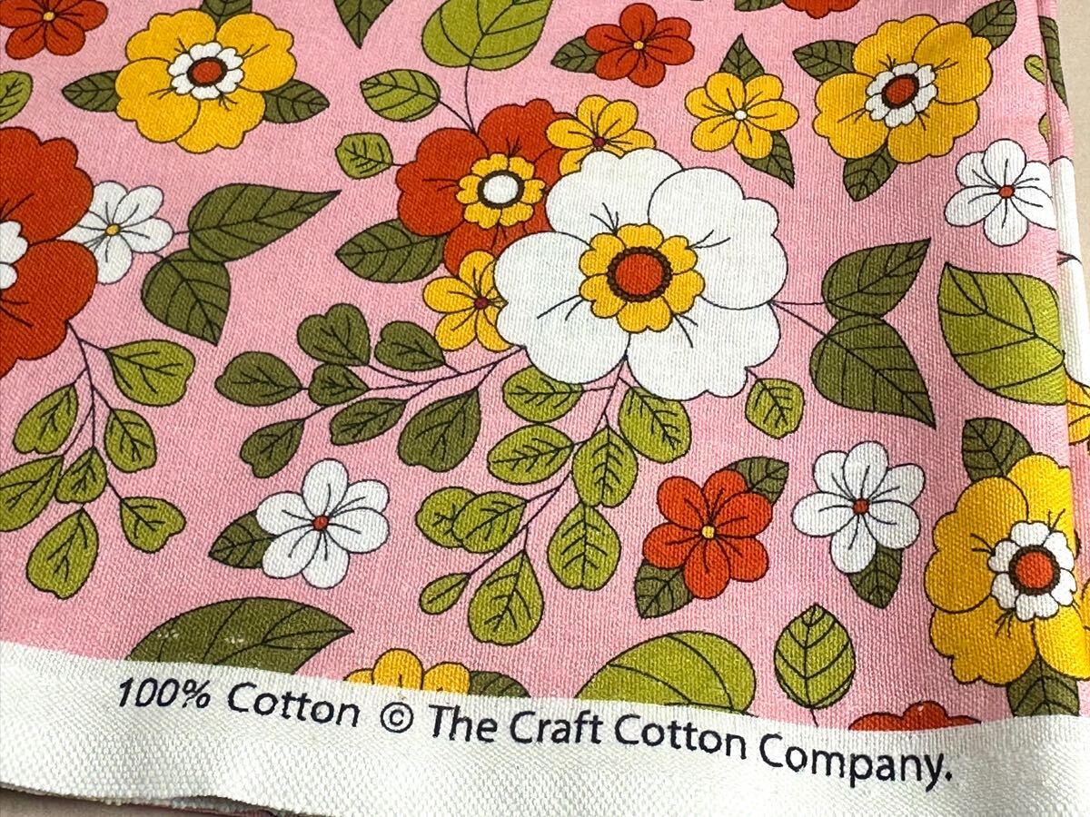 USAシーチング綿生地幅110cm×50cm.ピンク地花_画像2