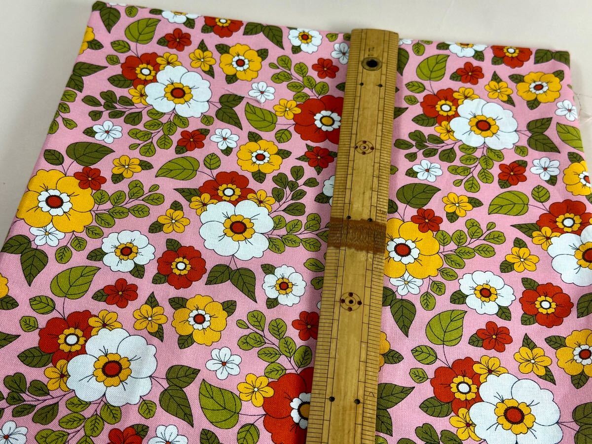 USAシーチング綿生地幅110cm×50cm.ピンク地花_画像4