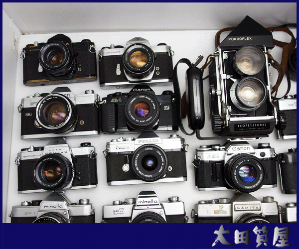 99)【同梱不可】フィルム一眼カメラ/レンズ/大量/まとめ ジャンク /二眼レフ1點/canon A-1 AE-1 mamiya pentax minolta 他 ☆1円～