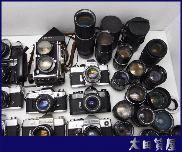 99)【同梱不可】フィルム一眼カメラ/レンズ/大量/まとめ ジャンク /二眼レフ1點/canon A-1 AE-1 mamiya pentax minolta 他 ☆1円～