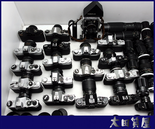 99)【同梱不可】フィルム一眼カメラ/レンズ/大量/まとめ ジャンク /二眼レフ1點/canon A-1 AE-1 mamiya pentax minolta 他 ☆1円～