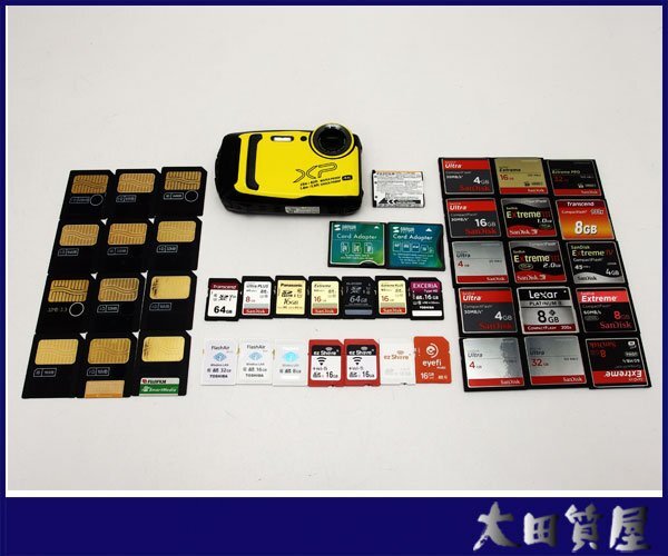 104)★FUJIFILM FinePix XP140＋Wi-Fi付きSD/SD/スマートメディア/コンパクトフラッシュ/変化案アダプタ等 動作OK 初期化済等 中古 大量★