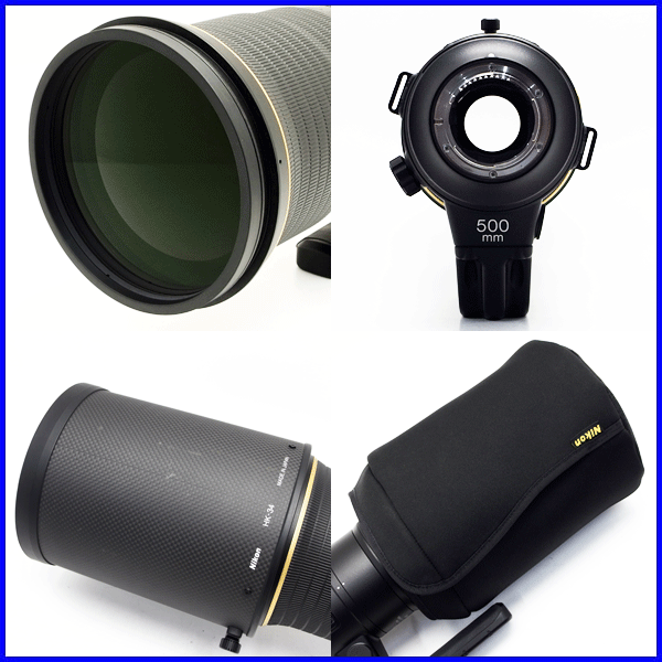 Nikon ニコン AF-S NIKKOR 500mm F4E FL ED VR /レンズフードHK-34 /かぶせ式レンズキャップ / 超望遠レンズ 動作品 中古美品☆1円～