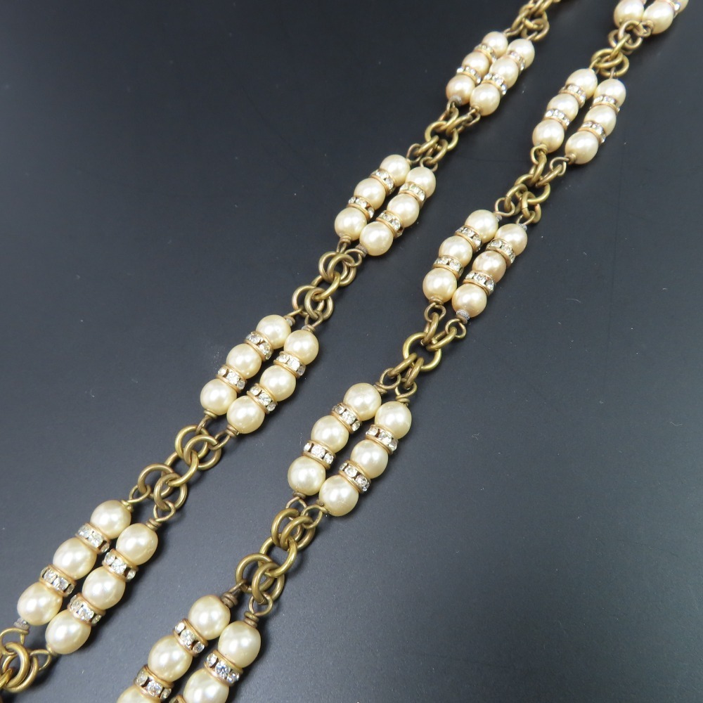 202657★1円スタート★CHANEL シャネル 極美品 ロングネックレス 二連 アクセサリー ヴィンテージ ネックレス_画像4