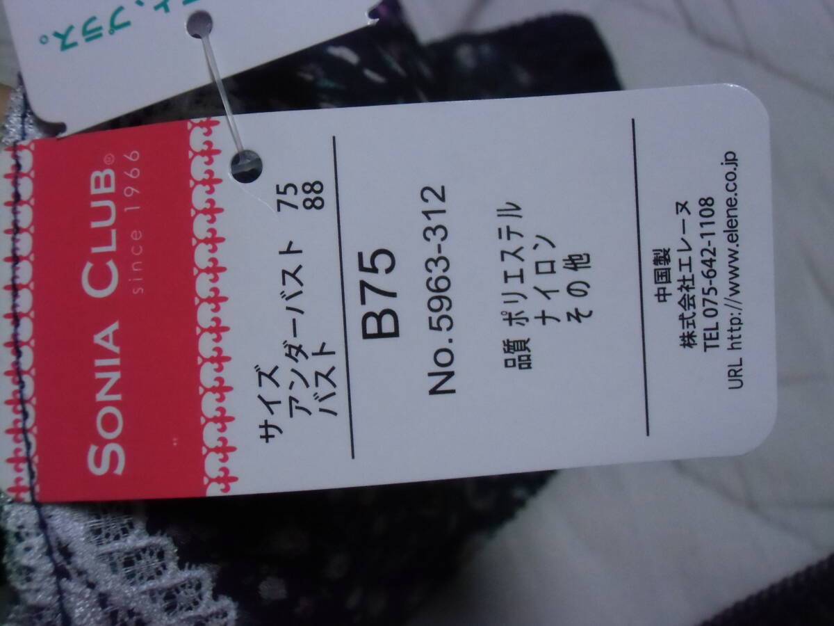 即決 未使用 レディース ブラジャー B75 ショーツ セット Mサイズ 花柄 レース エレーヌ SONIA CLUB since 1966 上下セット_画像4