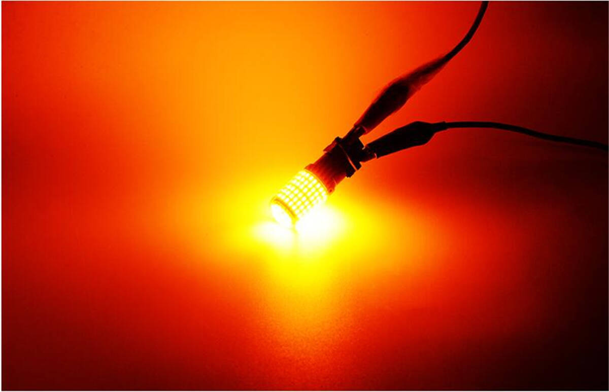 S25 180° 2個 アンバー LED 144連 ウインカー アンバー オレンジ ハイフラ 防止抵抗内蔵 ステルス バルブ 平行ピン 12V 未使_画像7