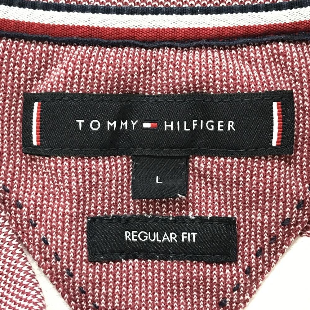 トミーヒルフィガー 半袖ポロシャツ 白×ボルドー系 ボーダー REGULAR FIT コットン100％ メンズ L ゴルフウェア Tommy Hilfiger Golf_画像4