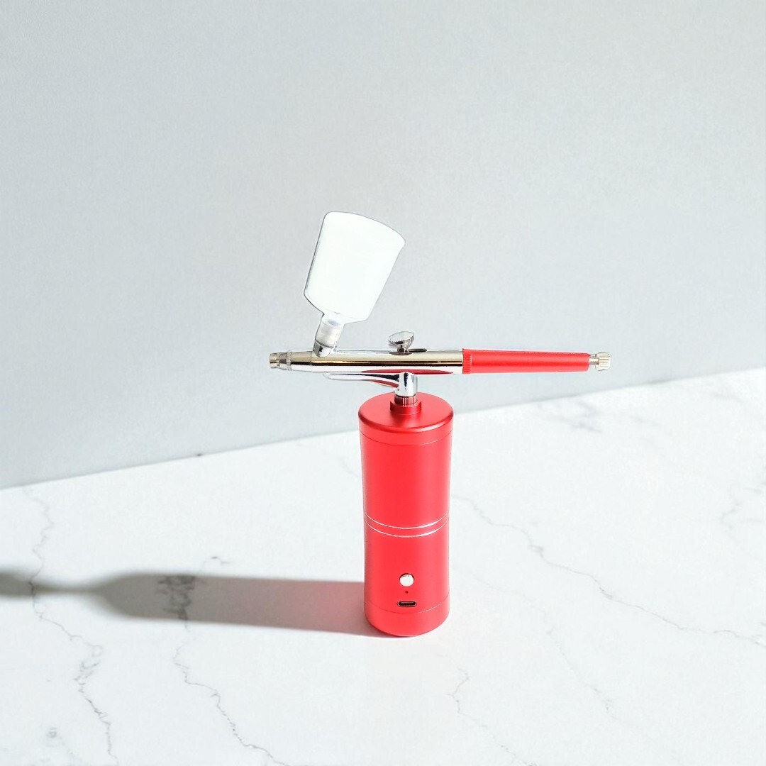 【USB充電式】エアブラシセット 0.3mm ネイル 模型 初心者 レッド_画像3