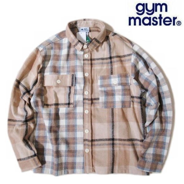 ジムマスター★GYM MASTER【ヘビーチェックネルシャツ】起毛CPOシャツジャケット G433756 91/ベージュチェッククレイジー Lサイズ_画像1