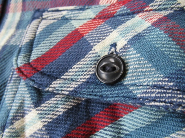 ALCARZA【ヘビーフランネルチェックシャツ】羽衣シャツ/ネルシャツ・ワークシャツ 629-00 17)BLUE Mサイズ_画像4