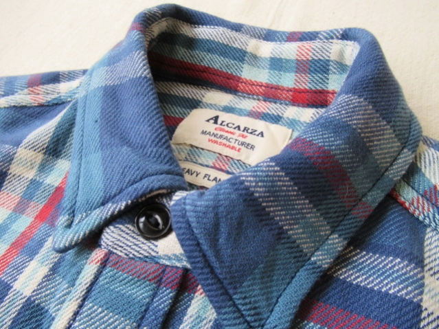 ALCARZA【ヘビーフランネルチェックシャツ】羽衣シャツ/ネルシャツ・ワークシャツ 629-00 17)BLUE Mサイズ_画像5