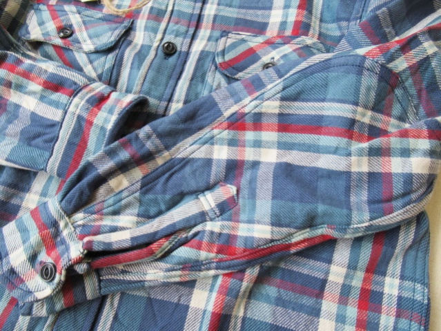 ALCARZA【ヘビーフランネルチェックシャツ】羽衣シャツ/ネルシャツ・ワークシャツ 629-00 17)BLUE Mサイズ_画像6
