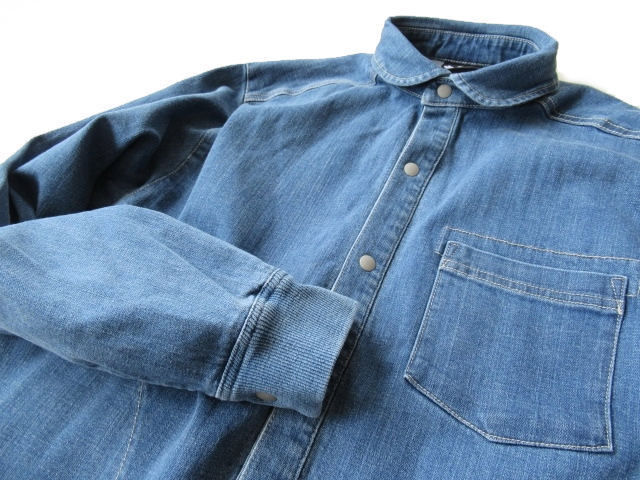 ジムマスター★GYM MASTER【10oz ストレッチデニムシャツジャケット】ラウンドカラー/リブカフス G221718 52/ブルー Lサイズ_画像2