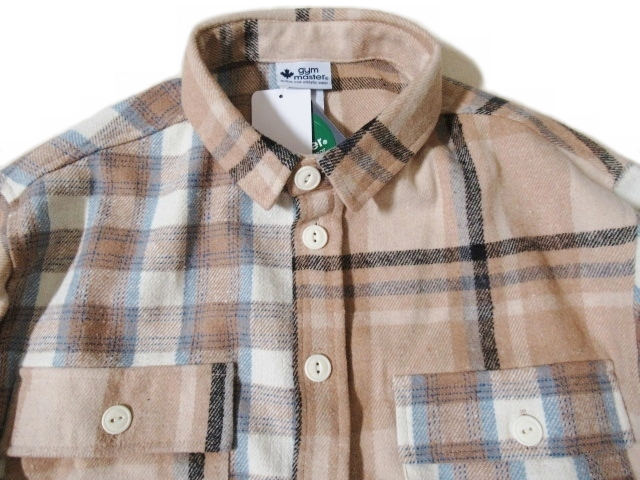 ジムマスター★GYM MASTER【ヘビーチェックネルシャツ】起毛CPOシャツジャケット G433756 91/ベージュチェッククレイジー Lサイズ_画像3