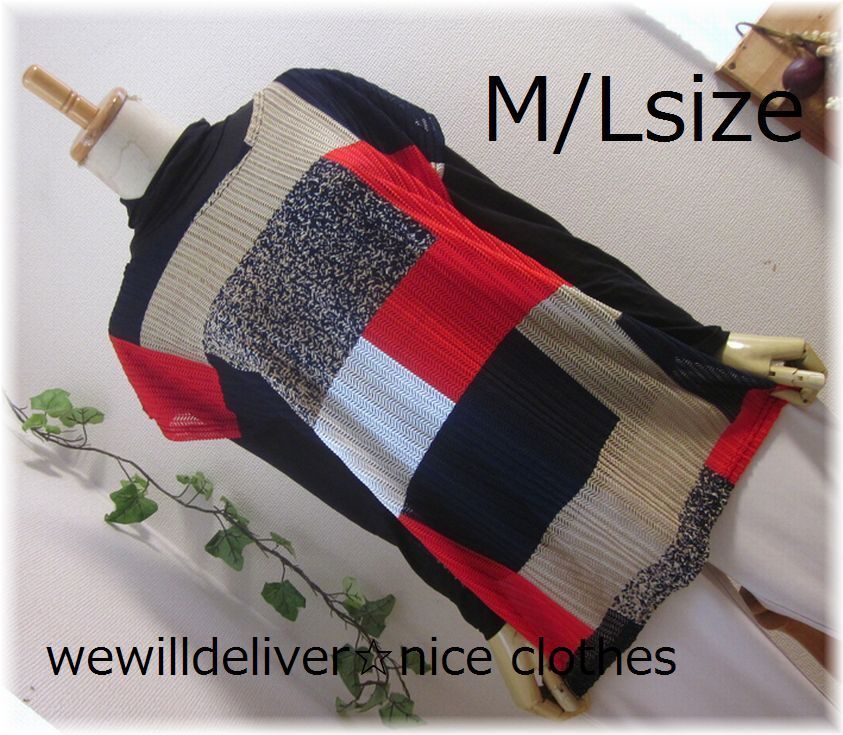 新品 　M/L　透かし編み　ラグラン重ね着Tops　オールシーズン　トップス　インナーカットソー 　赤系_画像1