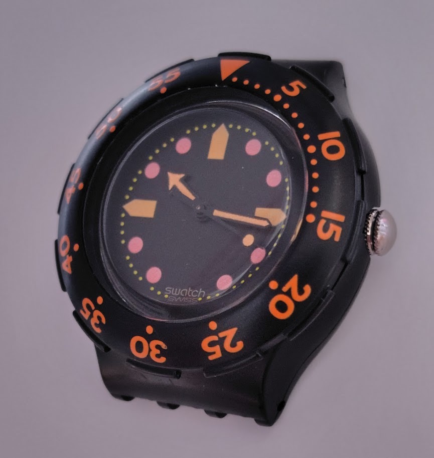 【美品】スウォッチ SCUBA200 Barrier Reef SDB100 本体、収納ケース、取扱説明書／保証書 SWATCH スクーバ200 バリアリーフ 初代ダイバー_画像2