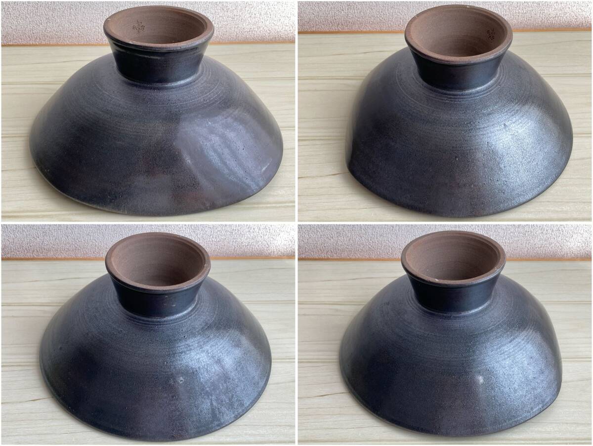 【KB14】陶器 銘あり 花器 水盤 花入 花瓶 花生け フラワーベース 大きめ 盃型 直径28cm 高さ12cm 重さ1.6kg 陶磁器 焼物_画像10
