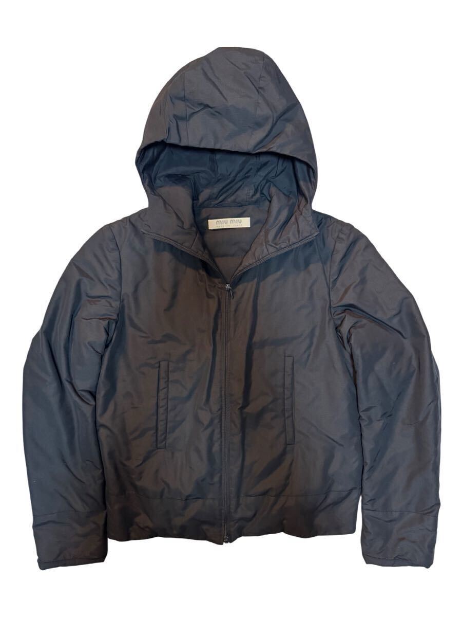 90s 00s vintage archive miumiu MIU MIU nylon jacket アーカイブ ミュウミュウ ナイロン ジップ フーディ ナイロンジャケット