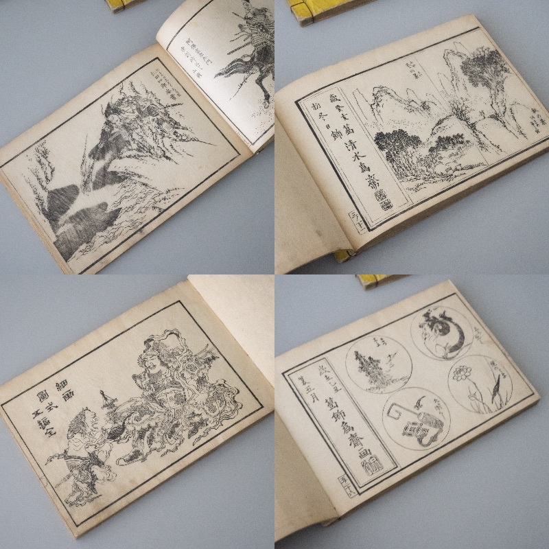 花鳥山水図式 全5冊 葛飾北斎画 和本 浮世絵 鍔 小道具 本草 絵手本 刀鍔 動物 植物 葛飾為斎 魚 猫 花 古文書の画像9