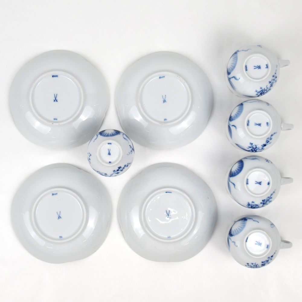 1円? Meissen ブルーオーキッド コーヒーカップ&ソーサー/約18.5cmプレート/約25.5cmプレート/クリーマー 計(jì)17點(diǎn) ※同梱不可 4093236