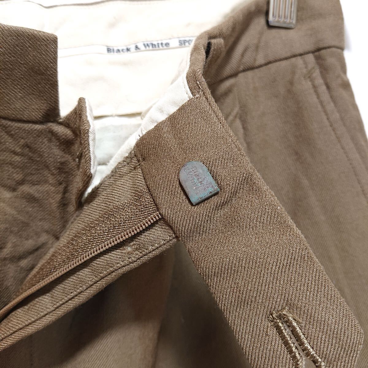 h4315gg 日本製 Black&White/ブラックアンドホワイト サイズ82(M位) パンツ ベージュ メンズ ウール100% シンプル ゴルフウェア golf _画像10
