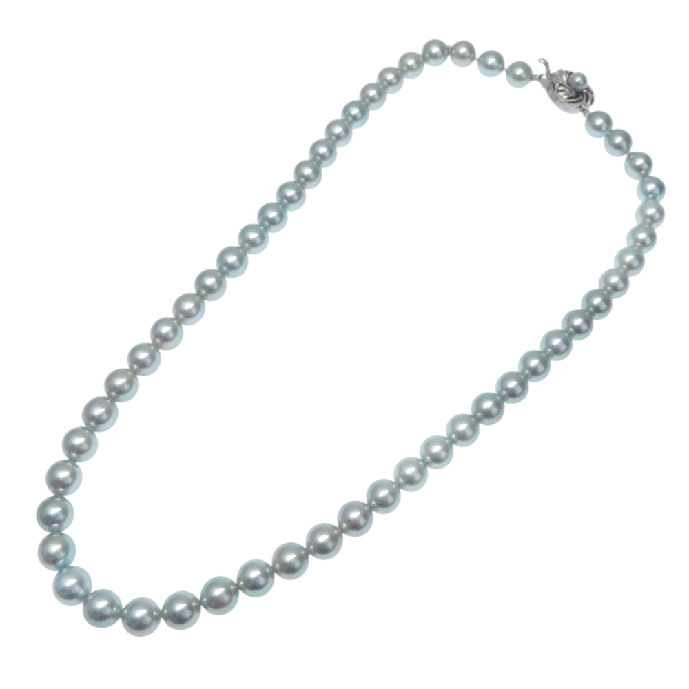 【本物保証】 鑑付 超美品 ネックレス イヤリングセット 37.9g/2.3g シルバー環 アコヤパール約7.5~8.0mm/約7.5mm×2 グレー ノーブランド_画像2