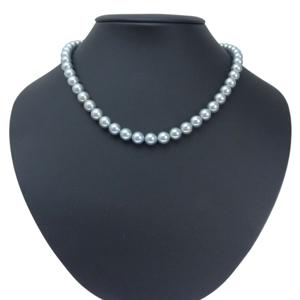 【本物保証】 鑑付 超美品 ネックレス イヤリングセット 37.9g/2.3g シルバー環 アコヤパール約7.5~8.0mm/約7.5mm×2 グレー ノーブランド_画像7