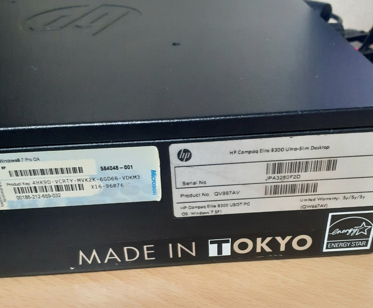 デスクトップパソコン HP compaq 8300 elite USDT/windows11pro マウス?キーボード付屬　